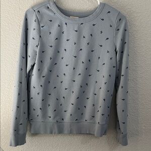 a.n.a Light Blue Crewneck Sweater with Navy Floral Print